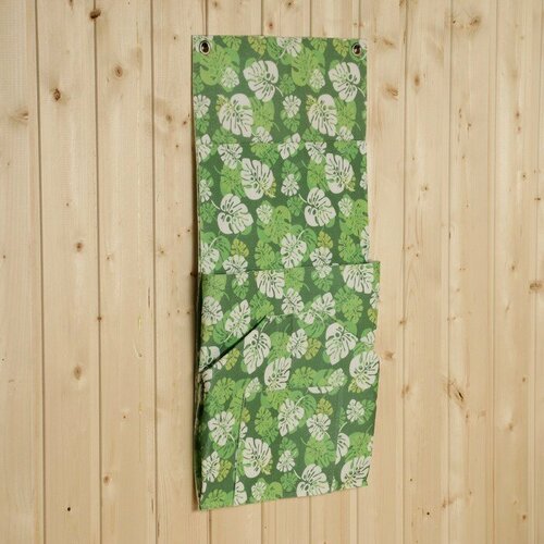 Настенный подвесной органайзер на люверсах 8 отделений принт зеленые листья 62х30 см войл 1шт 863₽