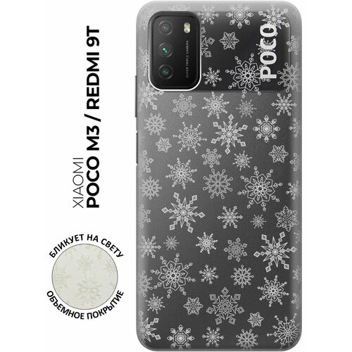 Чехол - накладка Transparent 3D для Xiaomi Poco M3 с принтом Fairy Snowflakes чехол накладка transparent 3d для xiaomi redmi note 8t с принтом fairy snowflakes