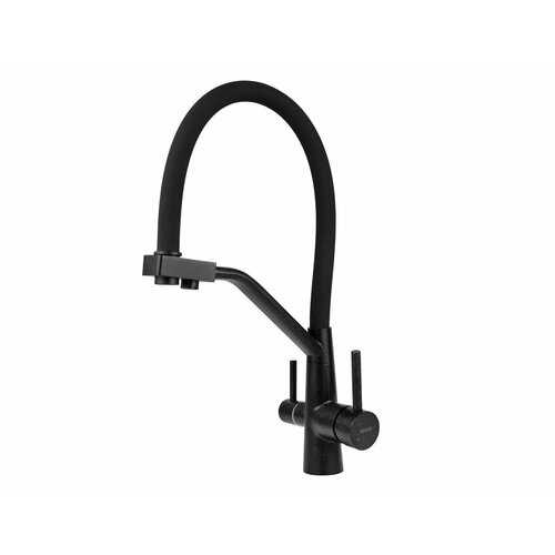 Смеситель для кухни с фильтром для питьевой воды и выдвижным изливом VIKO V-5872, цвет черный мрамор/черный