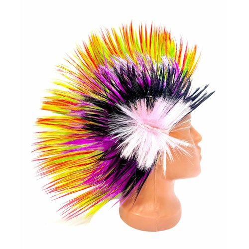 Карнавальный парик разноцветный ирокез с розовым