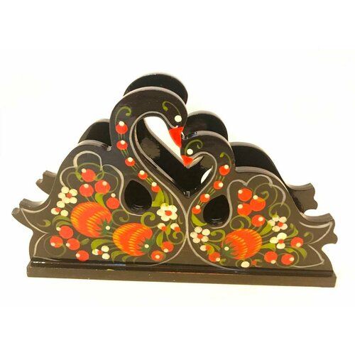 Салфетница ЛЕБЕДИ-1 С росписью хохлома