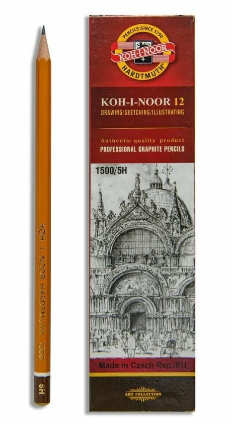 Карандаш чернографит. Koh-I-Noor 1500 5H шестигран. 12 шт./кор. - фото №11