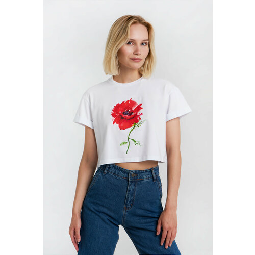 фото Футболка маковцвет, размер 48 l, белый