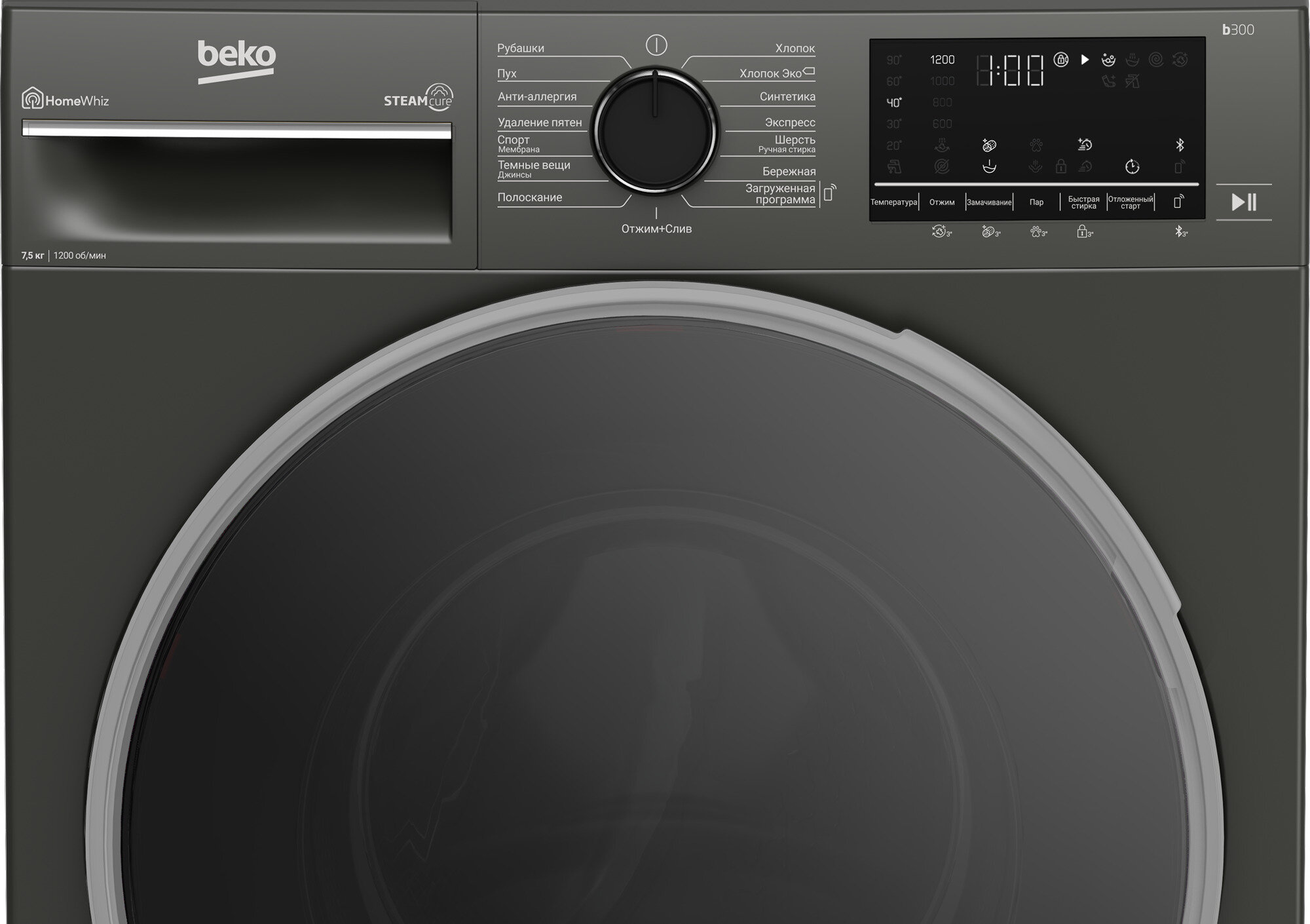 Узкая стиральная машина Beko B3WFR57H2A, 60 см, темно-серый - фотография № 8