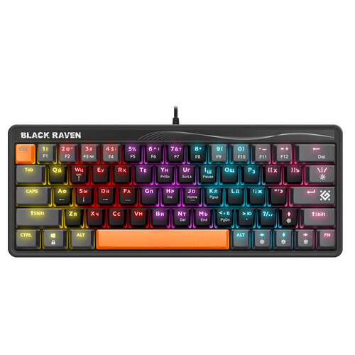 Клавиатура проводная Defender, Black Raven, GK-417, механическая, 1.5 м, цвет: чёрный