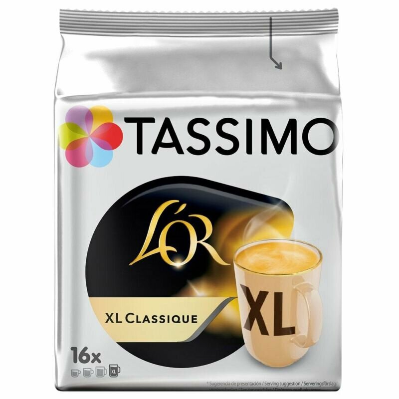 Кофе в капсулах Tassimo L'OR XL Classique нат. жар. мол, 16кап/уп