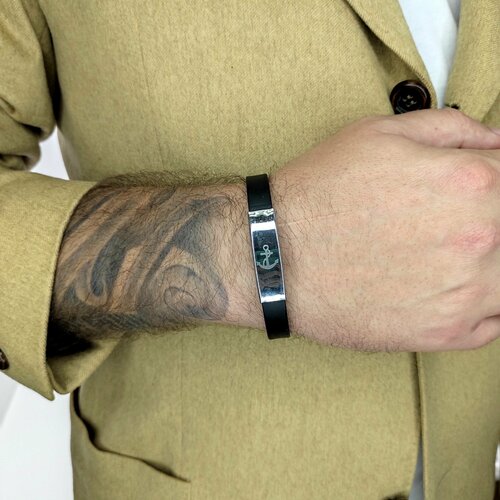 фото Браслет, металл, черный, серебряный нет бренда