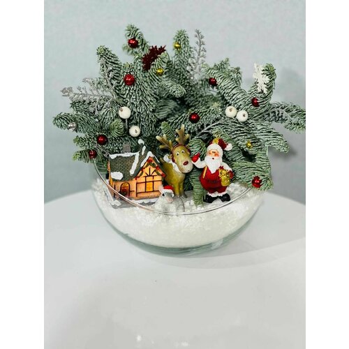 Новогодняя композиция из нобилиса в вазе на стол