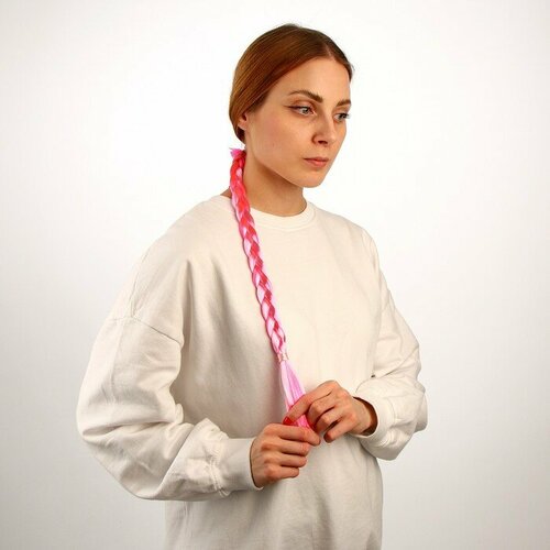 Коса на резинке 42 см цвет розовый 490₽