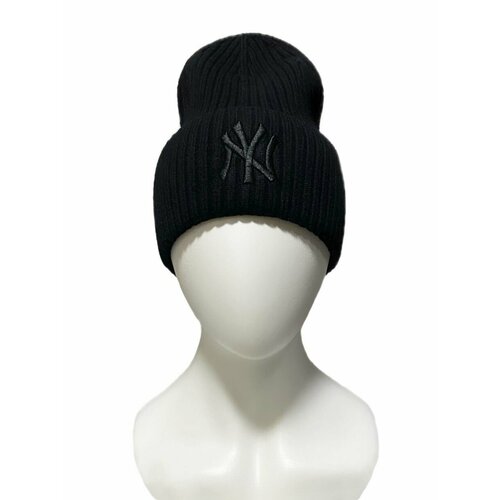фото Шапка бини шапка нью чернчерн, размер 52-58, черный нет бренда