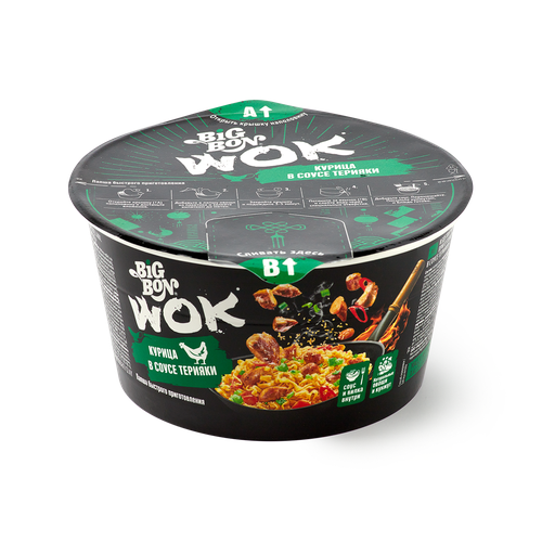 фото Лапша быстрого приготовления big bon "wok", с курицей, в соусе терияки, 85 г bigbon