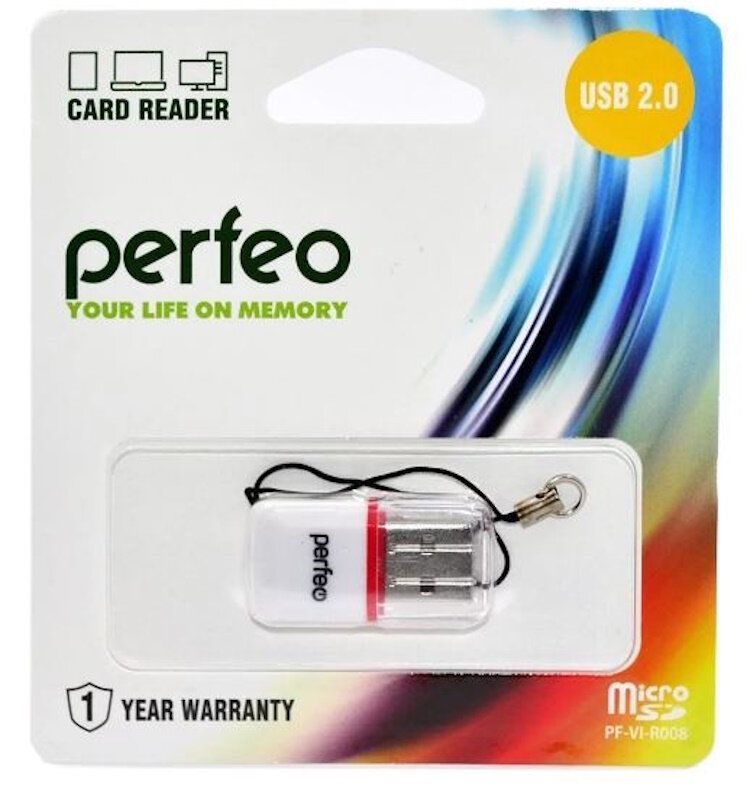 Картридер Perfeo Micro SD (PF-VI-R008 White) белый PF_5056