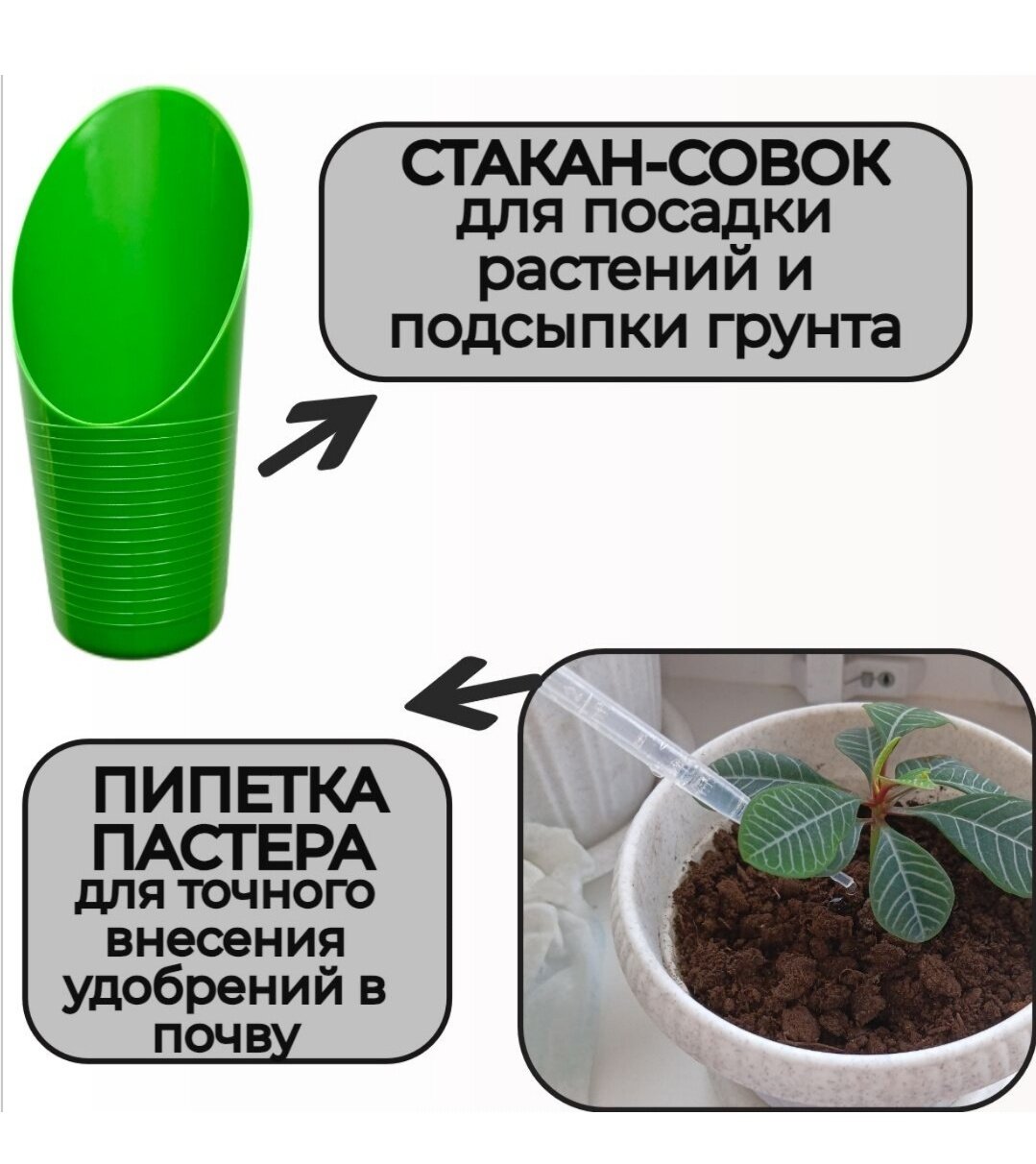 Изображение Совок-стакан, для посадки растений, пластик, зеленый, защитное покрытие, 16см