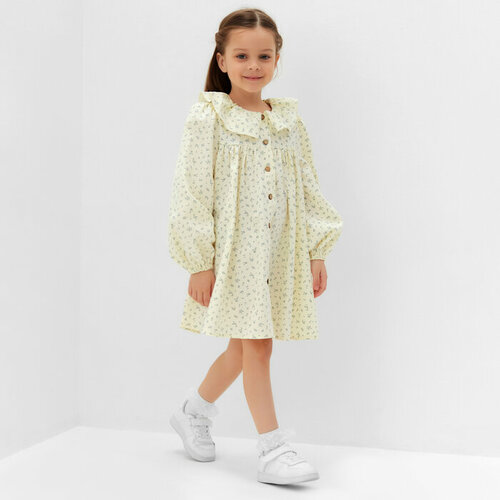 фото Платье kaftan, размер 110/116, молочный/цветы
