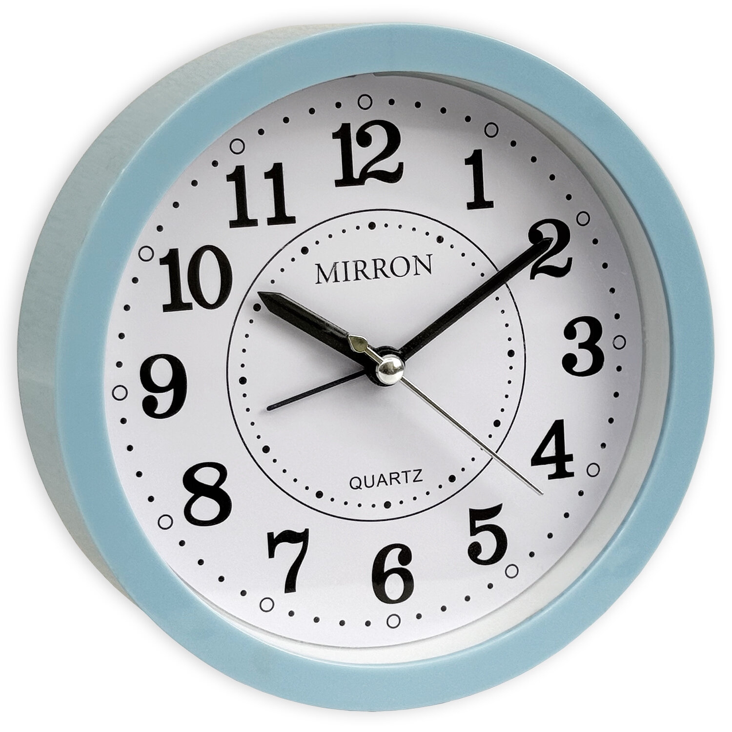 Классический настольный будильник MIRRON 8341 СН/Часы в спальню/Круглый будильник/Часы для детской/Голубой цвет