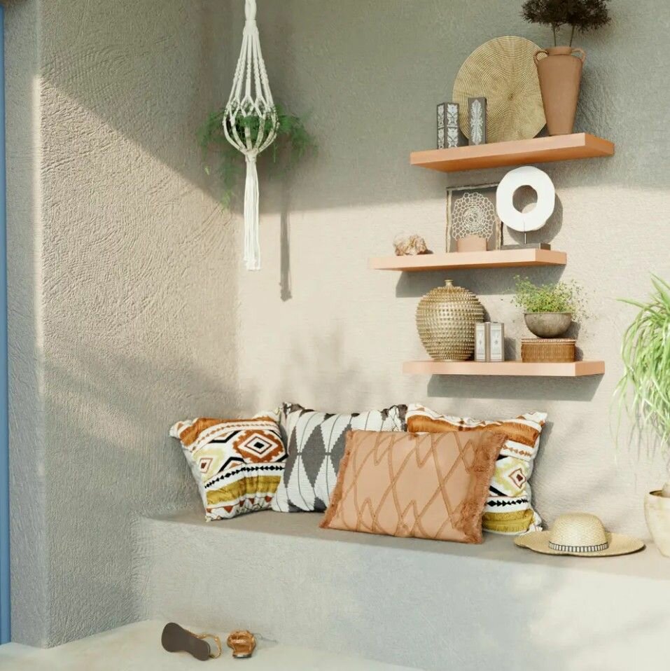 фото Полка настенная со скрытым креплением, 60x23.5x3.8 cм, цвет коричневый