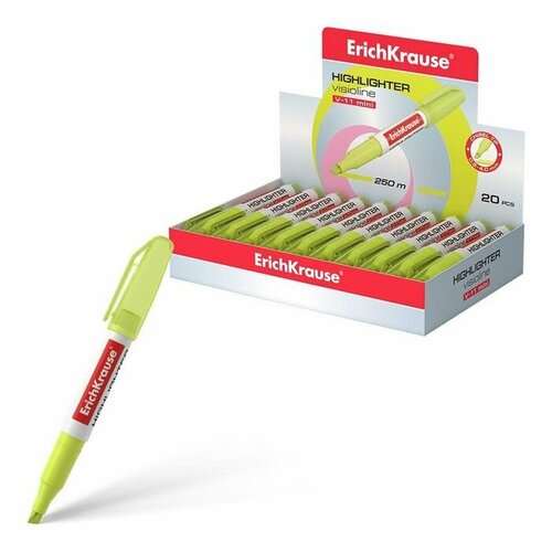 Маркер текстовыделитель ErichKrause Visioline V-11 Mini 06-40 мм чернила на водной основе жёлтый неон 430₽