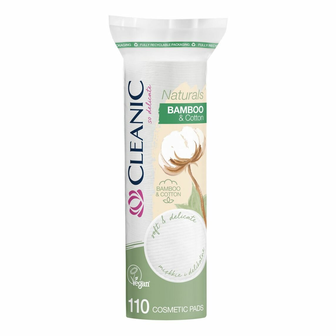 Cleanic Ватные диски Naturals Bamboo&Cotton, гигиенические, 110 шт.