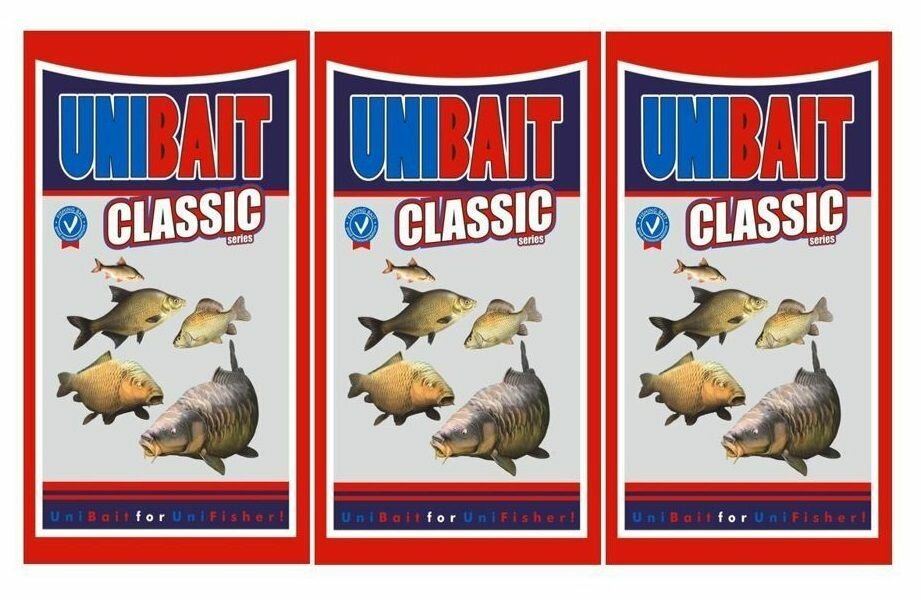 Прикормка UniBait Classic 900гр Универсальная 3 Упаковки