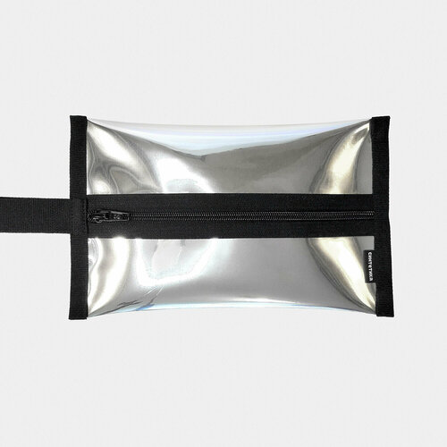 Косметичка синтетика, 24х5х15 см, , серебристый