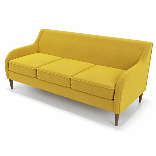 фото Дизайнерский прямой диван soft element вектор yellow, трехместный, велюр, желтый, современный стиль скандинавский лофт