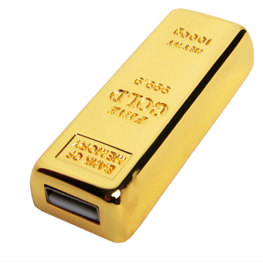 Металлическая флешка в виде слитка золота (32 Гб / GB USB 2.0 Золотой/Gold Gold_bar Flash drive Модель 299 Gold)