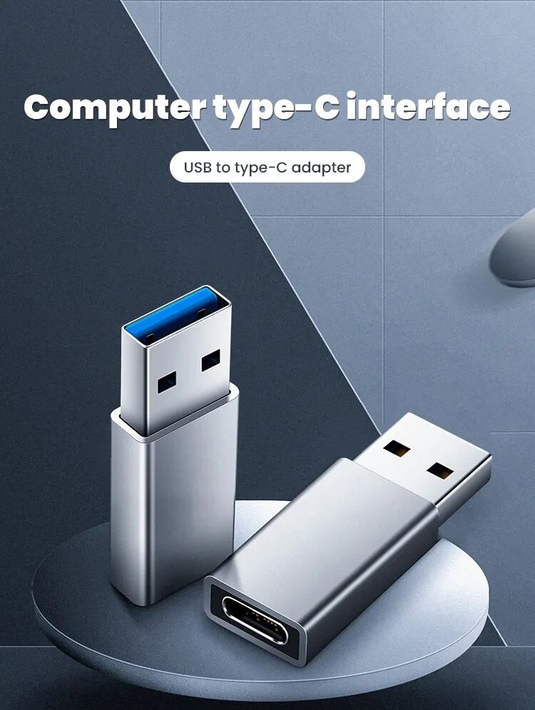 Переходник Type C USB мама - папа OTG темно-серый / Адаптер переходник USB Type-С (USB-C) гнездо USB штекер / переходник с тайп си на юсб