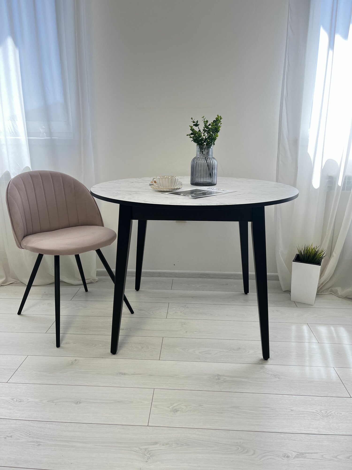 фото Стол обеденный Пасейдон круглый нераздвижной LOFT кухонный Лофт, 100х100х75 см