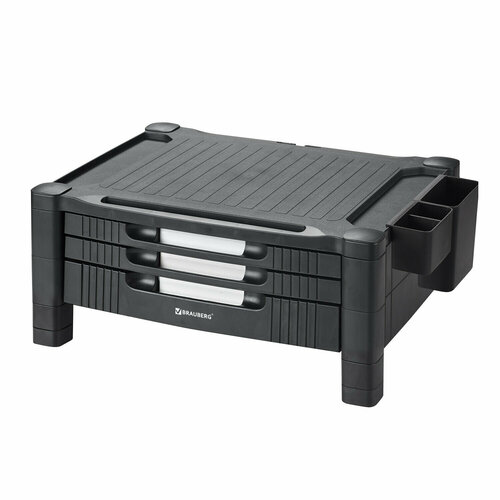 Подставка для монитора ноутбука 434х336х193 мм 3 ящика черная BRAUBERG 513791 3833₽