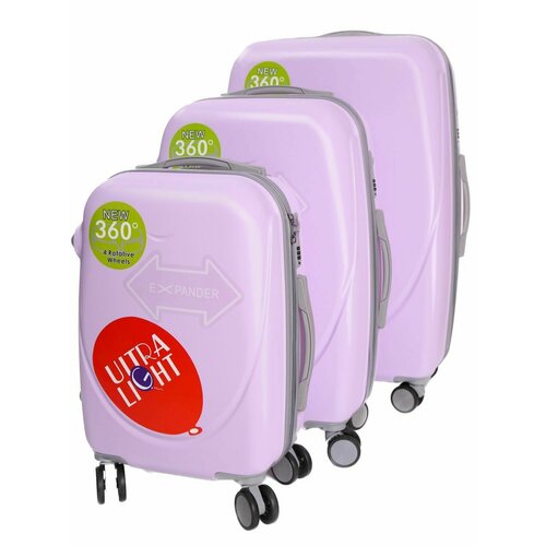 Комплект чемоданов Ультра ЛАЙТ, размер S/M/L, сиреневый