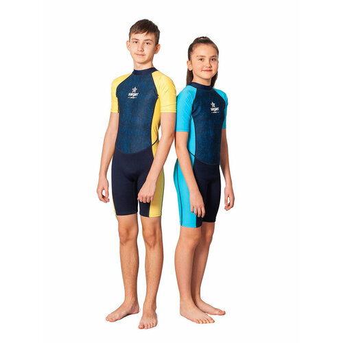 Гидрокостюм из неопрена 2мм SARGAN SPORT короткий шорти детский с боковыми вставками из лайкры 11-12 лет желтый