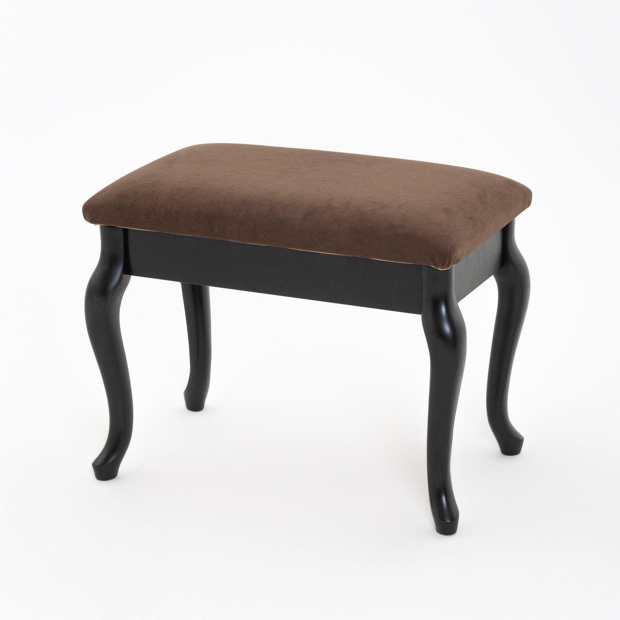 фото Банкетка Венеция с ящиком черная, ткань велюр кофе