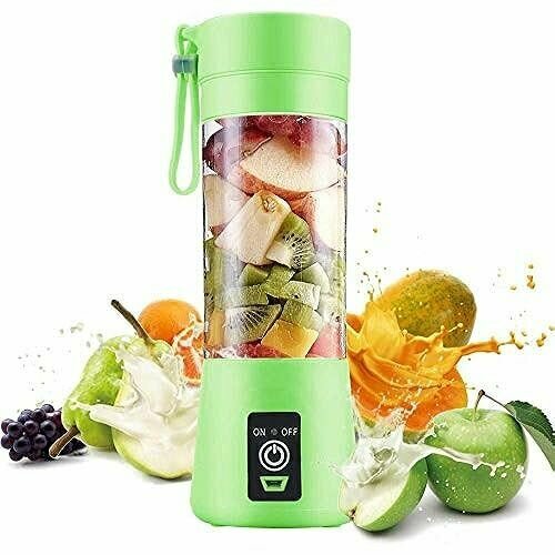 Портативный блендер Supkitdin персональный блендер перезаряжаемый от USB для фруктов мини-блендер для смузи фруктовых соков молочных коктейлей 380 мл шесть 3D-лезвий для отличного смешивания зеленый 1385300₽