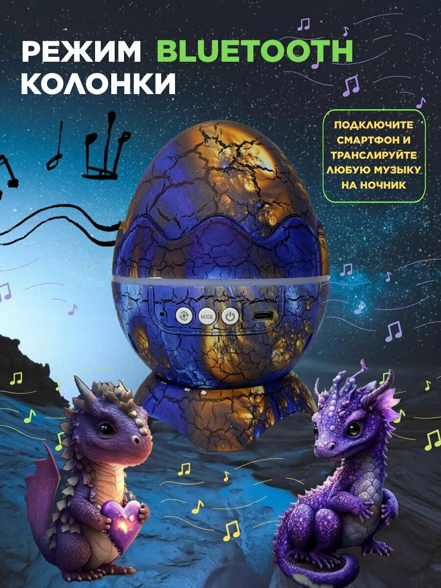 Ночник-проектор звездное небо с Bluetooth в розетку — фото 1
