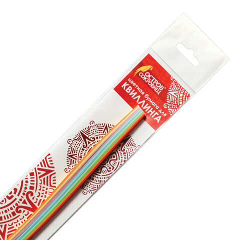 Бумага для квиллинга "Радуга", 10 цветов, 100 полос, 7 мм х 300 мм, 80 г/м2, остров сокровищ, 128755