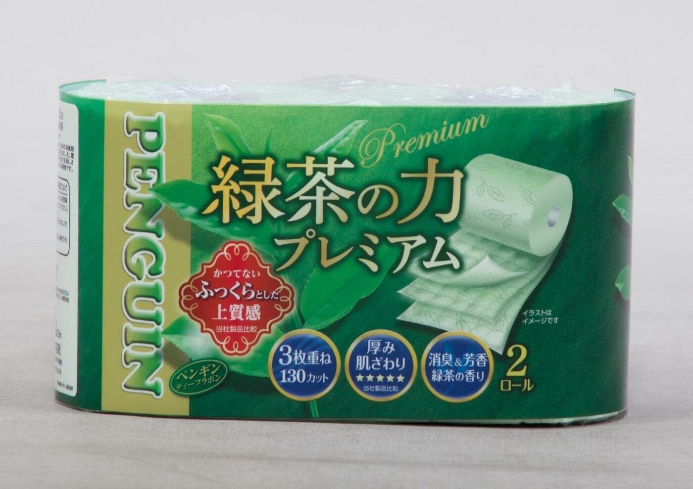 Бумага туалетная MARUTOMI трехслойная "Penguin Green Tea Premium" (2 рулона)