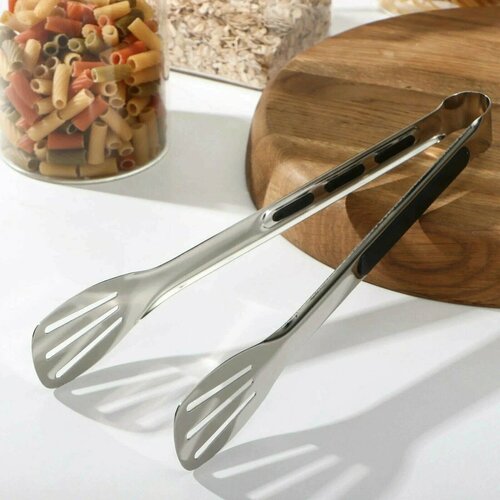 Щипцы кухонные с прорезиненной ручкой Food Clip, 24 см, черный