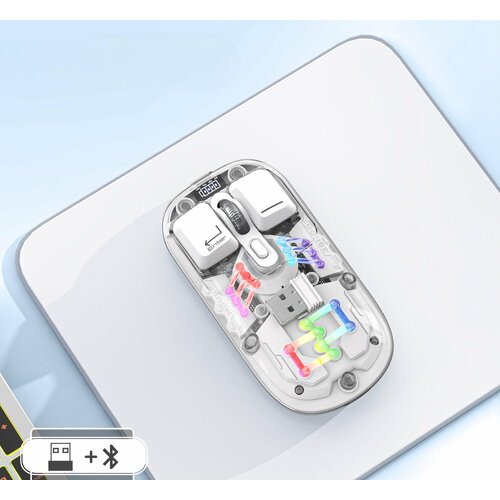 Мышь WP2 pearly white беспроводная со встроенным аккумулятором и прозрачным корпусом 1135₽