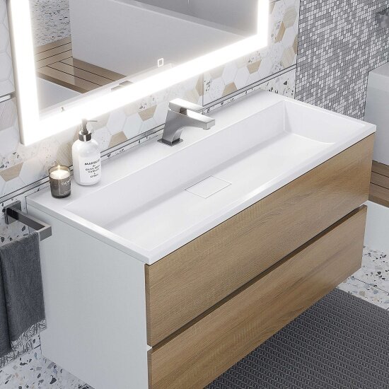 Раковина Uperwood для ванной Barsa 100х45х14,5 см, белая глянцевая