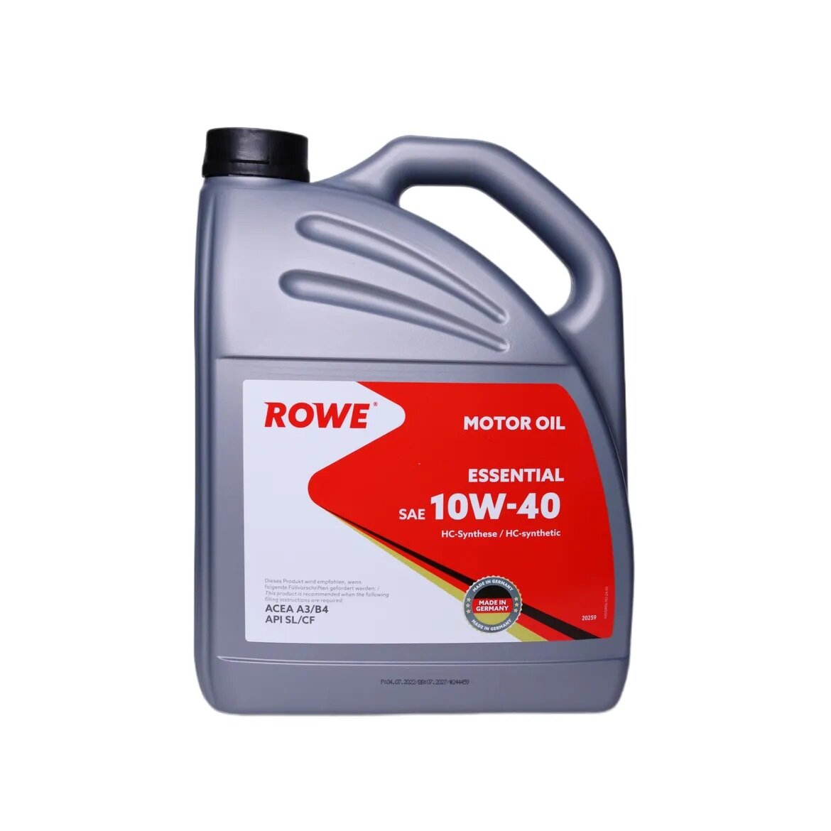 Моторное масло синтетическое ROWE ESSENTIAL SAE 10W-40, 5 литров канистра