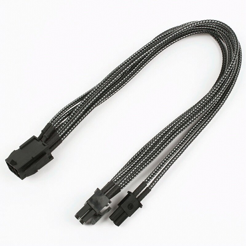 Переходник Nanoxia 6-pin PCI-E в 8-pin (6+2), 30см, индивидуальная оплетка . карбон NXP683EC