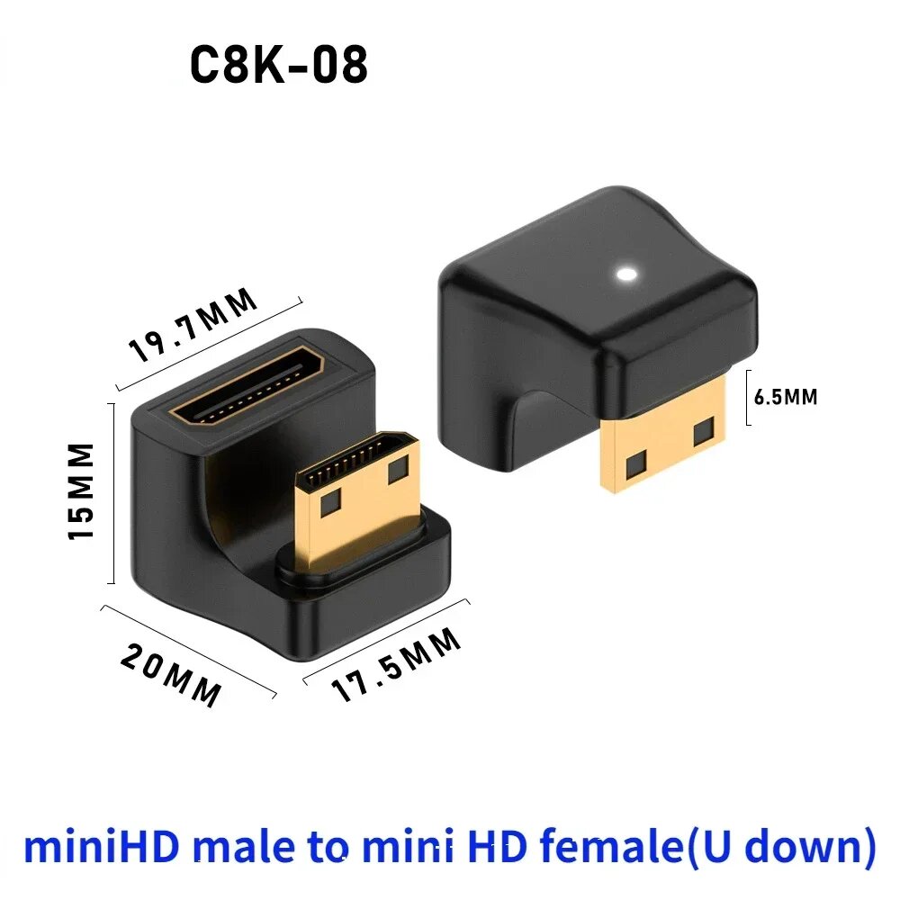 HOQO U-образный HDMI адаптер mini M-F(U down)