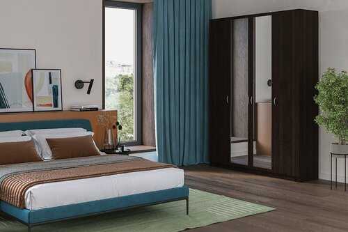 Изображение товара Шкаф распашной МебельЛэнд24 Лайт-4 Венге 180x60x240 для одежды четырехдверный с зеркалом