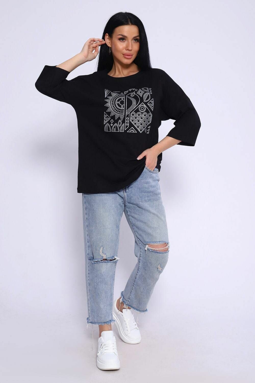 Туника Натали, размер 56, черный, Черный — фото 1