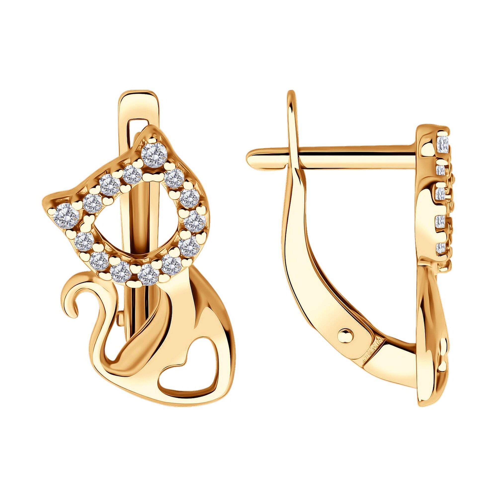 Серьги Diamant online, серебро, 925 проба, золочение, фианит