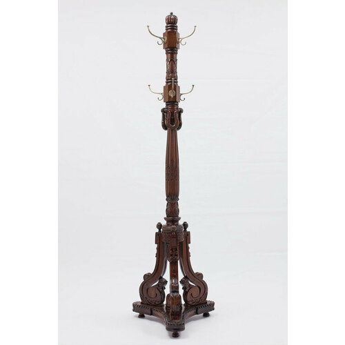фото Вешалка напольная domkorleone красное дерево (mahogany wood), латунь, резьба, sth-m, цвет орех naa (светло-коричневый) дом корлеоне