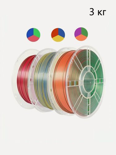 Изображение товара 3D Пластик Nexaforge Silk PLA Tri Color, 3кг, диаметр 1,75мм, для 3D принтеров