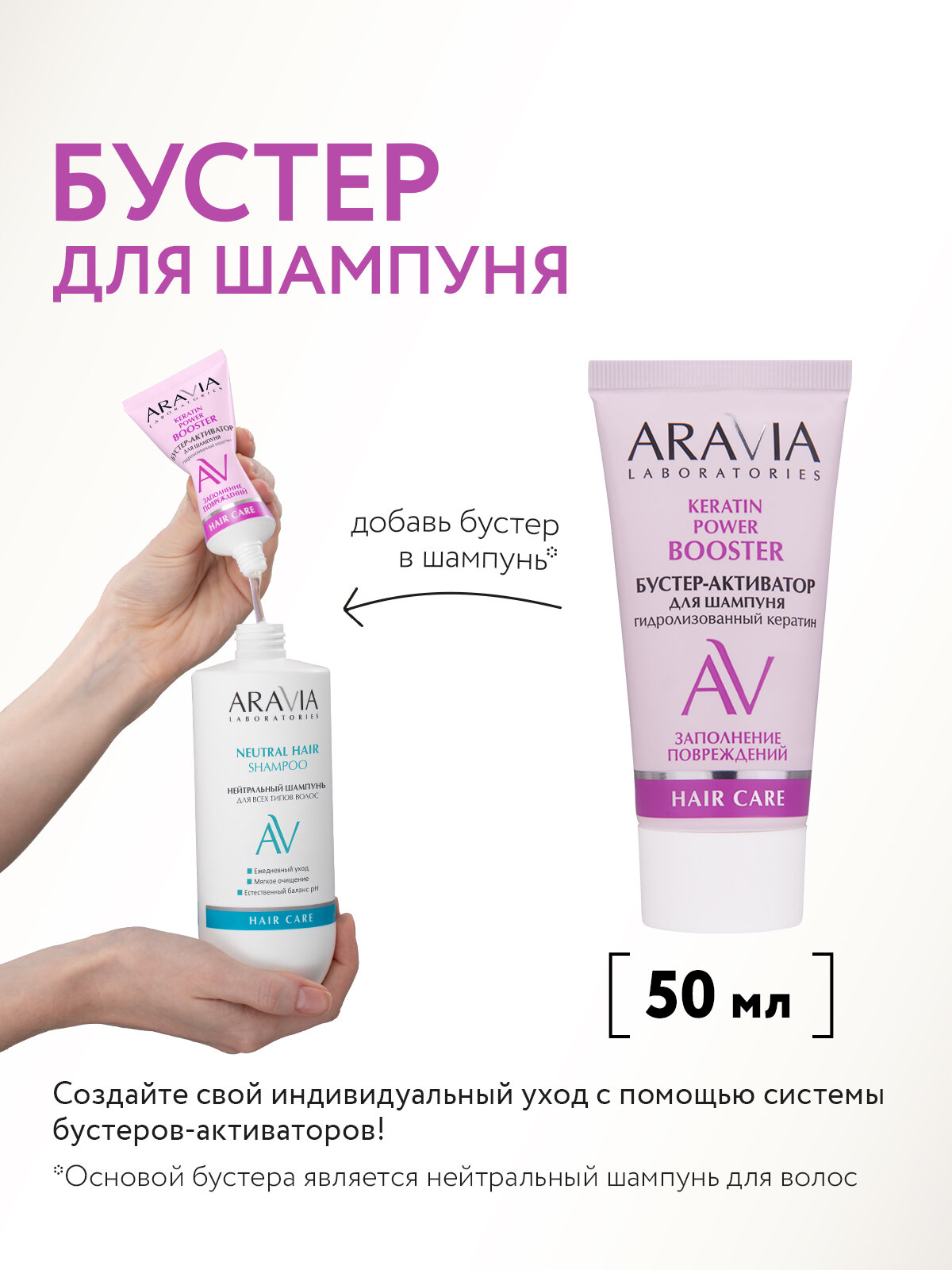 ARAVIA Laboratories Бустер-активатор для шампуня "KERATIN POWER", 50 мл