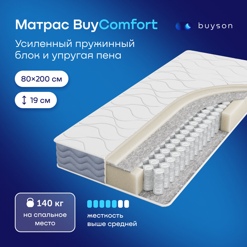 Матрас buyson BuyComfort, независимые пружины, 200х80 см