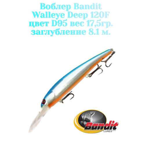 Воблер Bandit Walleye Deep 120F original цвет D95 вес 17,5гр. заглубление 8.1 м.